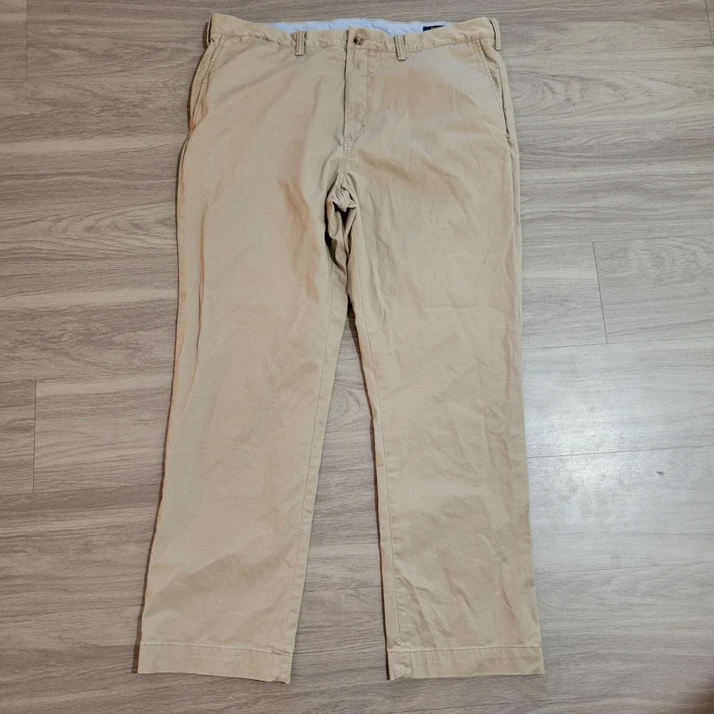 Polo Ralph Lauren Bedford Chino Pants Mens 40x31.5 Khaki Tan Flat Front Cotton